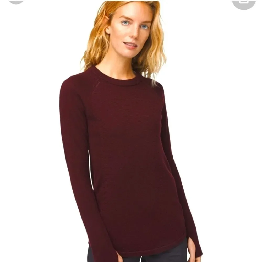 Lululemon Merino Wool Crewneck Pullover Knit Savannah Sweater Maroon Size 8